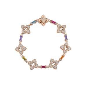 18K Rose Gold Venetian Princess Carnival Pavé Diamond And Mixed Baguette Flower Bracelet