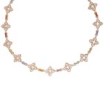 18K Rose Gold Venetian Princess Carnival Pavé Diamond And Mixed Baguette Flower Necklace
