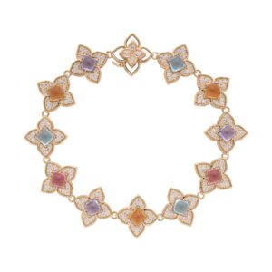 18K Rose Gold Venetian Princess Carnival Pavé Diamond And Mixed Stones Flower Bracelet
