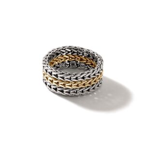 Icon Link Chain Ring, Silver, Gold, Wide