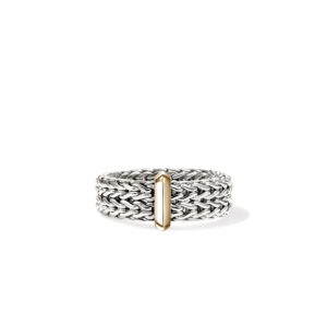 Icon Link Bar Ring, Sterling Silver, Gold, 6MM