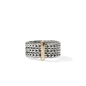 Icon Link Bar Ring, Sterling Silver, Gold, 9MM