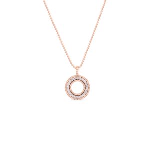 18K Rose Gold Siena Large Diamond Circle Necklace