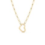 18K Yellow Gold Cialoma Dangle Diamond Accent Open Heart Necklace