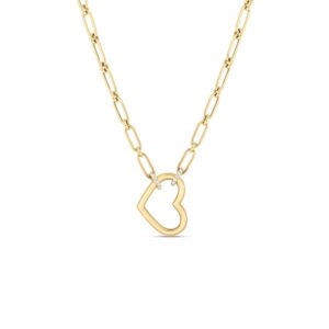 18K Yellow Gold Cialoma Dangle Diamond Accent Open Heart Necklace