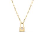 18K Yellow Gold Cialoma Diamond Heart Lock Necklace