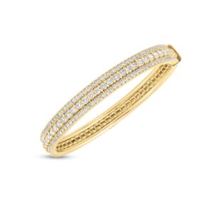 18K Yellow Gold Siena Diamond Three Row Bangle
