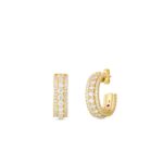 18K Yellow Gold Siena Diamond Three Row Diamond Hoop Earrings