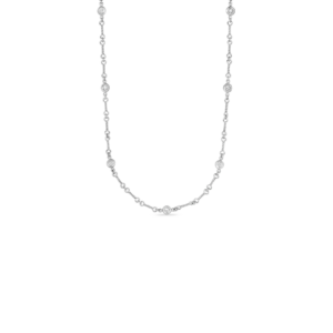 18K White Gold Diamonds By The Inch Seven Station Dog Bone Necklace