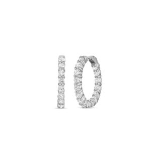18K White Gold The Perfect Diamond Hoop® Small Inside Outside Earrings