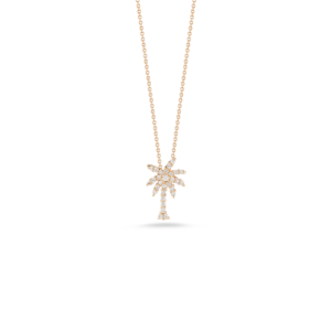 18K Rose Gold Tiny Treasures Diamond Palm Tree Necklace