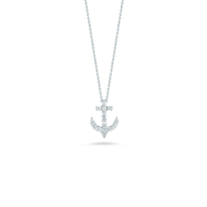 18K White Gold Tiny Treasures Diamond Anchor Necklace
