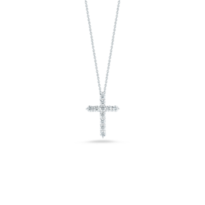 18K White Gold Tiny Treasures Large Diamond Cross Necklace