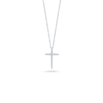 18K White Gold Tiny Treasures Diamond Sliver Cross Necklace