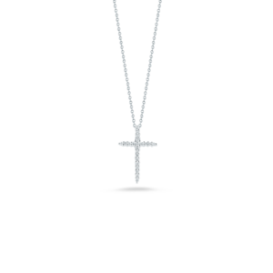 18K White Gold Tiny Treasures Diamond Sliver Cross Necklace