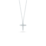 18K White Gold Tiny Treasures Diamond Tapered Cross Necklace