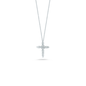 18K White Gold Tiny Treasures Diamond Tapered Cross Necklace