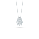 18K White Gold Tiny Treasures Diamond Hamsa Necklace