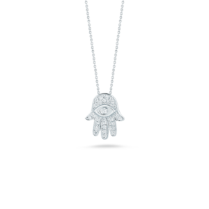 18K White Gold Tiny Treasures Diamond Hamsa Necklace