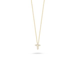 18K Yellow Gold Tiny Treasures Diamond Baby Cross Necklace