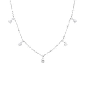 18K White Gold Diamonds By The Inch Dangling Station Necklace