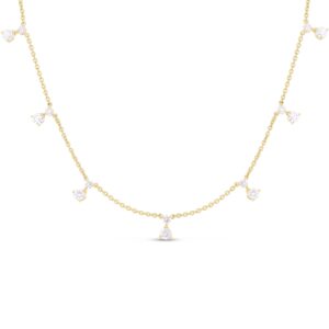 18K Yellow Gold Diamonds By The Inch Dangling Station Necklace