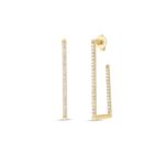 18K Yellow Gold Classic Diamond Small Rectangular Earrings