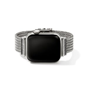 Smartwatch Strap, Sterling Silver, Black Sapphires, 18MM