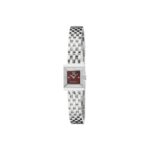 Gucci G-Frame Watch - Square Burgundy Dial, Steel Bracelet