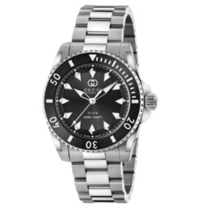 Gucci Dive Watch, 40mm - Black Dial, Steel Bracelet