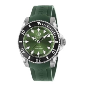 Gucci Dive Watch, 40mm - Green Dial, Rubber Bracelet