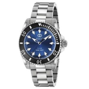 Gucci Dive Watch, 40mm - Blue Dial with Interlocking G, Steel Bracelet