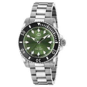 Gucci Dive Watch, 40mm - Green Dial with Interlocking G, Steel Bracelet
