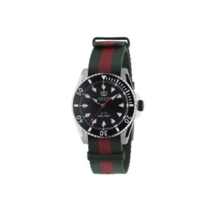Gucci Dive Watch, 40mm - Black Dial, Green and Red Nylon Strap