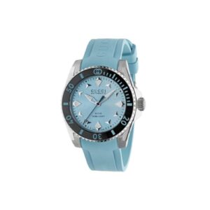 Gucci Dive Watch, 36mm - Light Blue Dial, Light Blue Rubber Bracelet