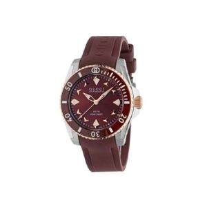 Gucci Dive Watch, 36mm - Burgundy Dial, Burgundy Rubber Bracelet