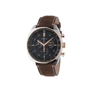 Gucci Interlocking Watch, 41mm - Black Dial, Brown Leather Strap