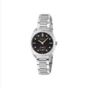 Gucci Interlocking Watch, 29mm – Black Dial with Diamonds, Steel Bracelet