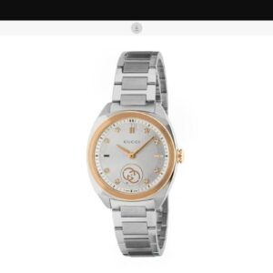 Gucci Interlocking Watch, 29mm – Silver Dial with Diamonds, Two-Tone Bracelet