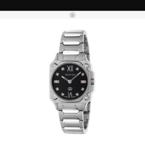 Gucci G-Flat Watch, 24mm – Black Dial with Diamonds