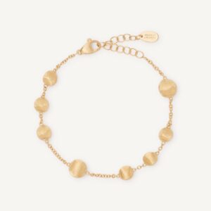 18K Yellow Gold Bead Bracelet, 6.25-7.75"
