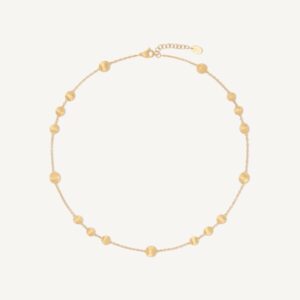 18K Yellow Gold Scattered Bead Necklace, 16.5"-18"