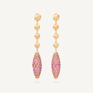 18K Yellow Gold Pink Sapphire Chandelier Earring, 2.6"