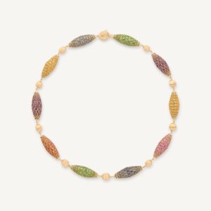 18K Yellow Gold Mixed Sapphire Necklace, 17.5"