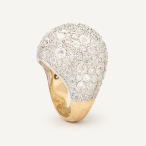 18K Yellow Gold Rose Cut Diamond Cocktail Ring