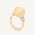 18K Yellow Gold Ring with Diamond Clusters