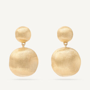 18K Yellow Gold Double Earrings, 0.8"