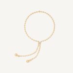 18K Yellow Gold Bead Double Lariat with Diamonds, 17.25"