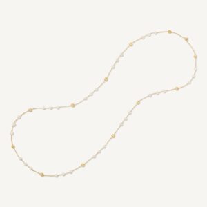 18K Yellow Gold Long Necklace with Pearls, 36"