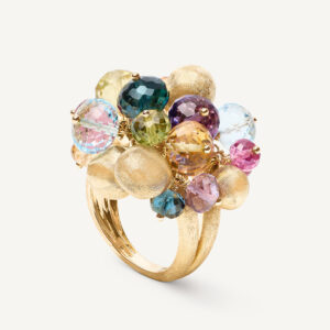 18K Yellow Gold Gemstone Cocktail Ring, Large